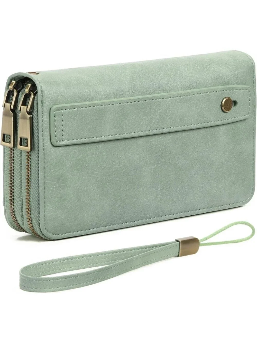 Stylish Large Capacity RFID Blocking Leather Wallet - Double Zipper Clutch